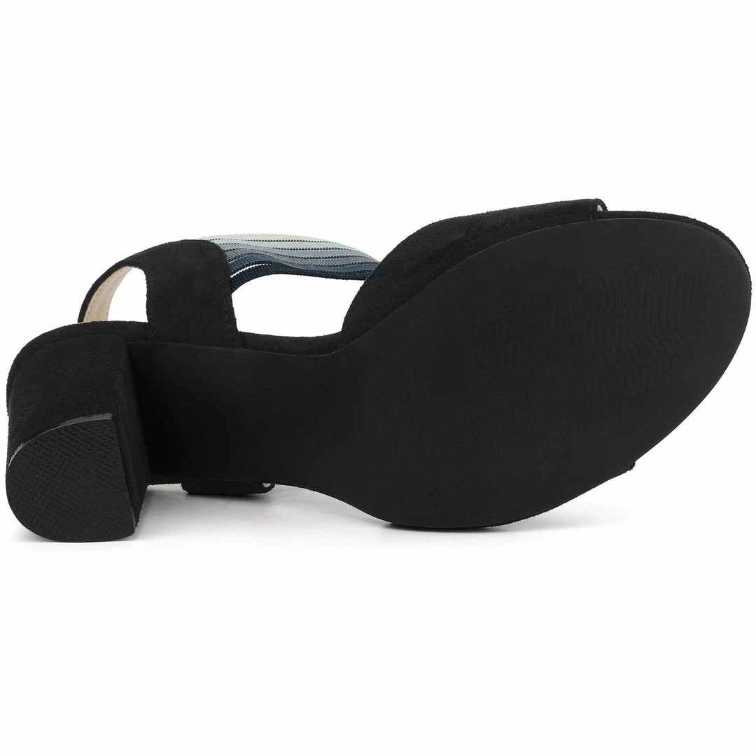 Allegra K Shoes Women's Open Toe Colorful Elastic Strap Chunky Heel Sandals 8 Allegra K Shoes Women's Open Toe Colorful Elastic Strap Chunky Heel Sandals