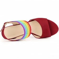 Allegra K Shoes Women's Open Toe Colorful Elastic Strap Chunky Heel Sandals 25 Allegra K Shoes Women's Open Toe Colorful Elastic Strap Chunky Heel Sandals