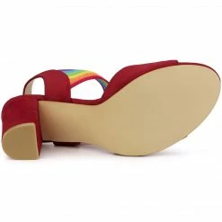 Allegra K Shoes Women's Open Toe Colorful Elastic Strap Chunky Heel Sandals 26 Allegra K Shoes Women's Open Toe Colorful Elastic Strap Chunky Heel Sandals