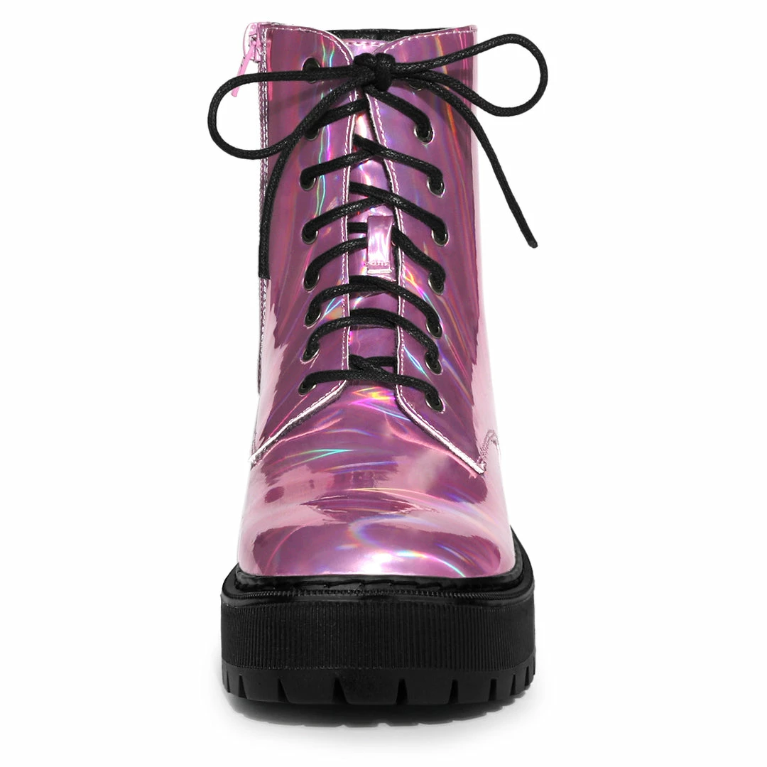 Allegra K Women's Round Toe Platform Lace Up Colorful Combat Ankle Boots Shoes 6 Allegra K Women's Round Toe Platform Lace Up Colorful Combat Ankle Boots Shoes