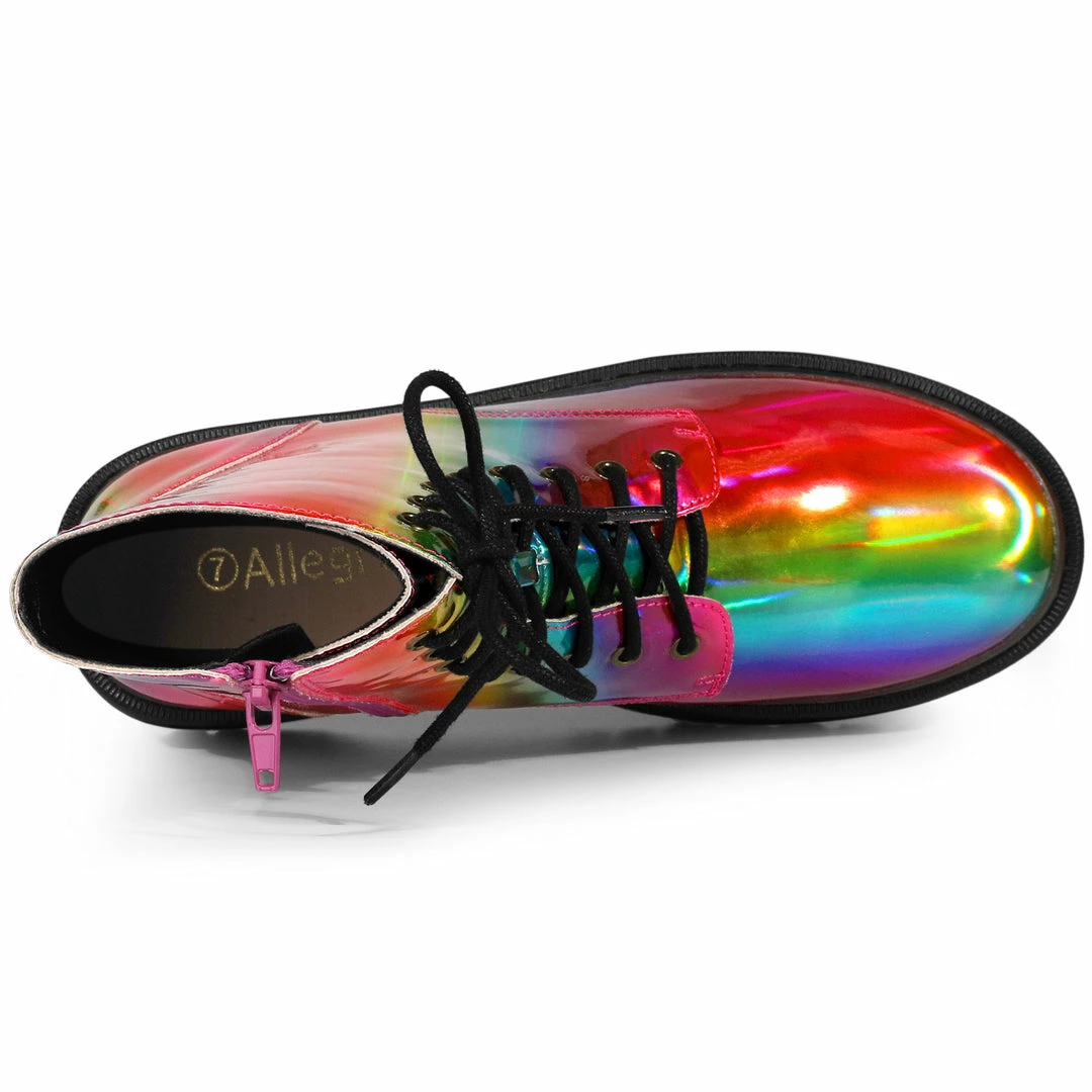 Allegra K Women's Round Toe Platform Lace Up Colorful Combat Ankle Boots Shoes 13 Allegra K Women's Round Toe Platform Lace Up Colorful Combat Ankle Boots Shoes