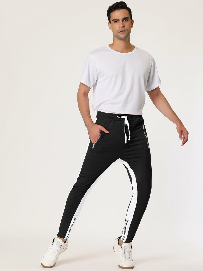 Allegra K Men's Hip Hop Slim Fit Zipper Ankle Color Block Track Pants Athletic Jogger Sweatpants 18 Allegra K Men's Hip Hop Slim Fit Zipper Ankle Color Block Track Pants Athletic Jogger Sweatpants