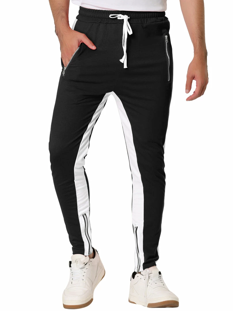 Allegra K Men's Hip Hop Slim Fit Zipper Ankle Color Block Track Pants Athletic Jogger Sweatpants 16 Allegra K Men's Hip Hop Slim Fit Zipper Ankle Color Block Track Pants Athletic Jogger Sweatpants