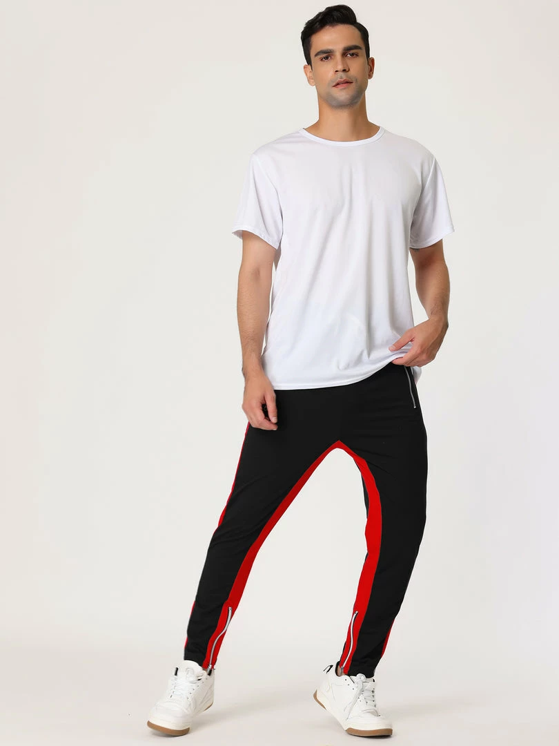 Allegra K Men's Hip Hop Slim Fit Zipper Ankle Color Block Track Pants Athletic Jogger Sweatpants 24 Allegra K Men's Hip Hop Slim Fit Zipper Ankle Color Block Track Pants Athletic Jogger Sweatpants