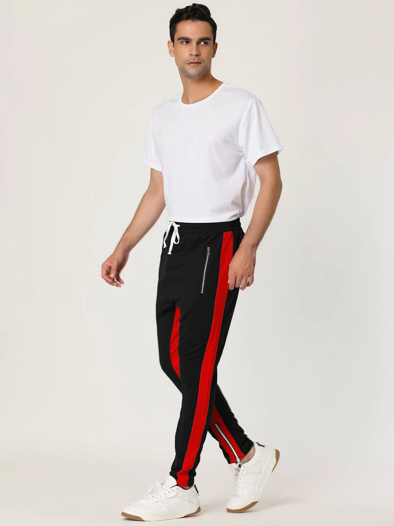 Allegra K Men's Hip Hop Slim Fit Zipper Ankle Color Block Track Pants Athletic Jogger Sweatpants 25 Allegra K Men's Hip Hop Slim Fit Zipper Ankle Color Block Track Pants Athletic Jogger Sweatpants