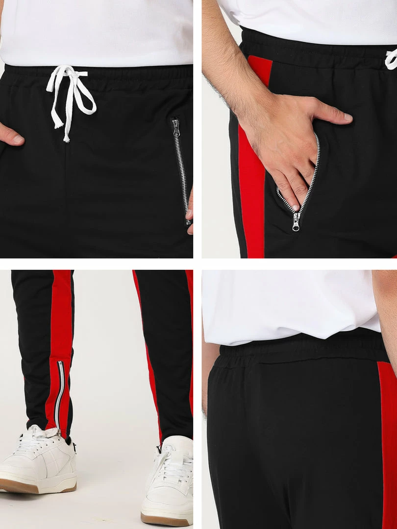 Allegra K Men's Hip Hop Slim Fit Zipper Ankle Color Block Track Pants Athletic Jogger Sweatpants 27 Allegra K Men's Hip Hop Slim Fit Zipper Ankle Color Block Track Pants Athletic Jogger Sweatpants