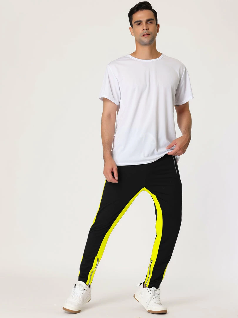 Allegra K Men's Hip Hop Slim Fit Zipper Ankle Color Block Track Pants Athletic Jogger Sweatpants 6 Allegra K Men's Hip Hop Slim Fit Zipper Ankle Color Block Track Pants Athletic Jogger Sweatpants