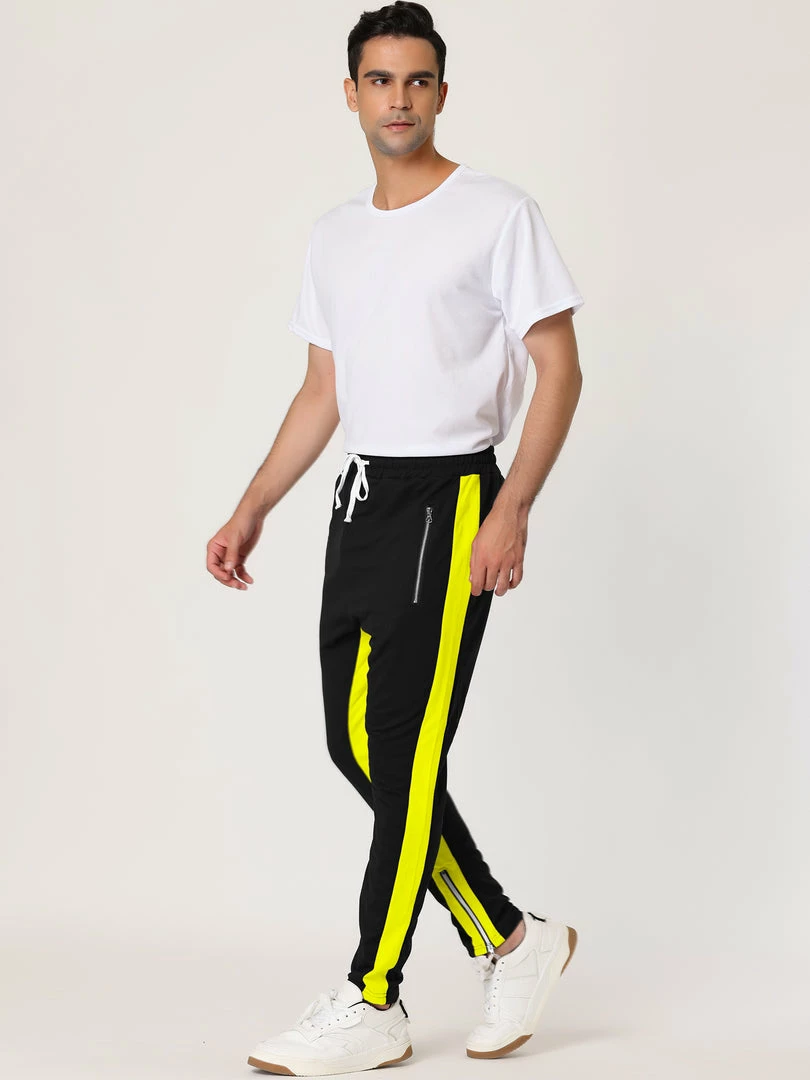 Allegra K Men's Hip Hop Slim Fit Zipper Ankle Color Block Track Pants Athletic Jogger Sweatpants 7 Allegra K Men's Hip Hop Slim Fit Zipper Ankle Color Block Track Pants Athletic Jogger Sweatpants