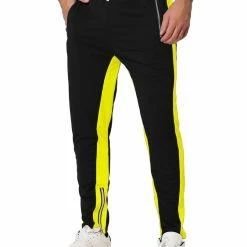 Allegra K Men's Hip Hop Slim Fit Zipper Ankle Color Block Track Pants Athletic Jogger Sweatpants