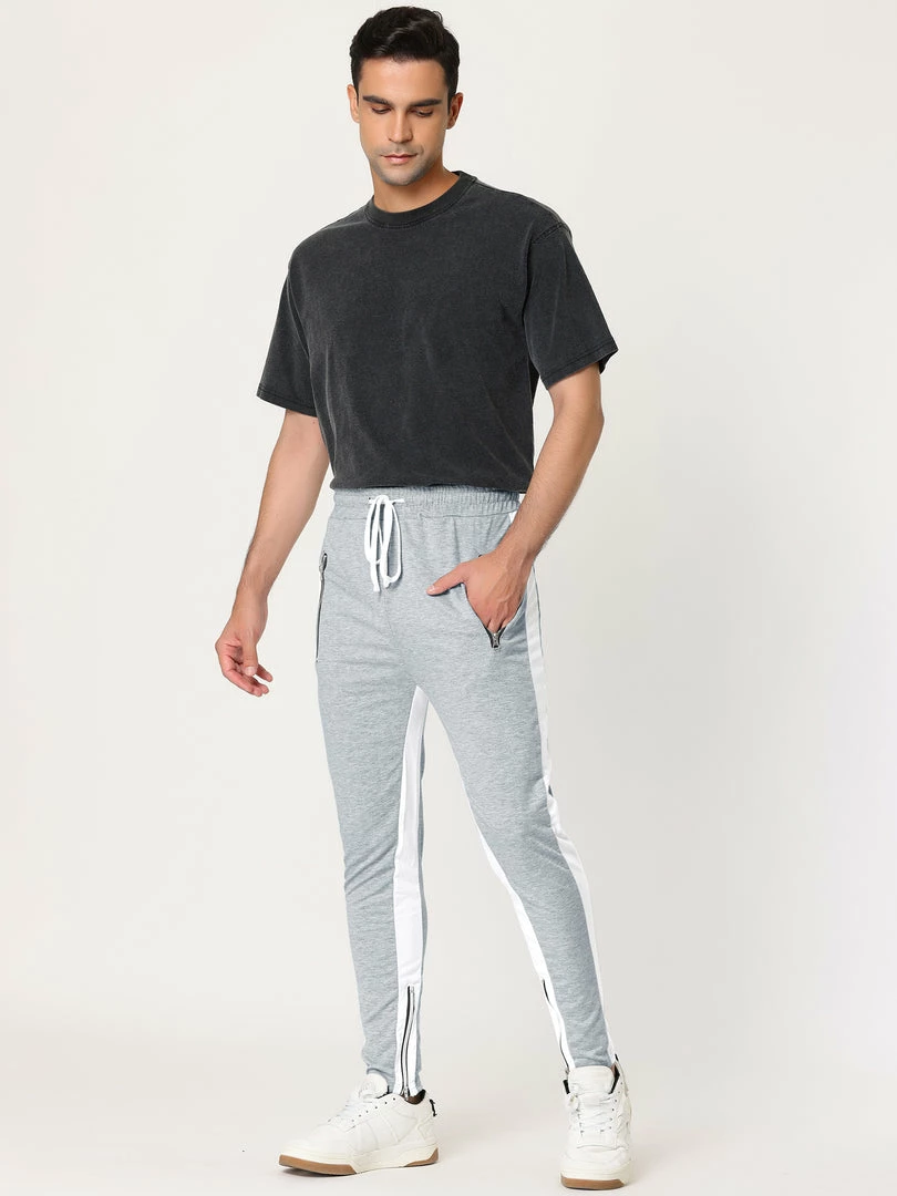 Allegra K Men's Hip Hop Slim Fit Zipper Ankle Color Block Track Pants Athletic Jogger Sweatpants 12 Allegra K Men's Hip Hop Slim Fit Zipper Ankle Color Block Track Pants Athletic Jogger Sweatpants