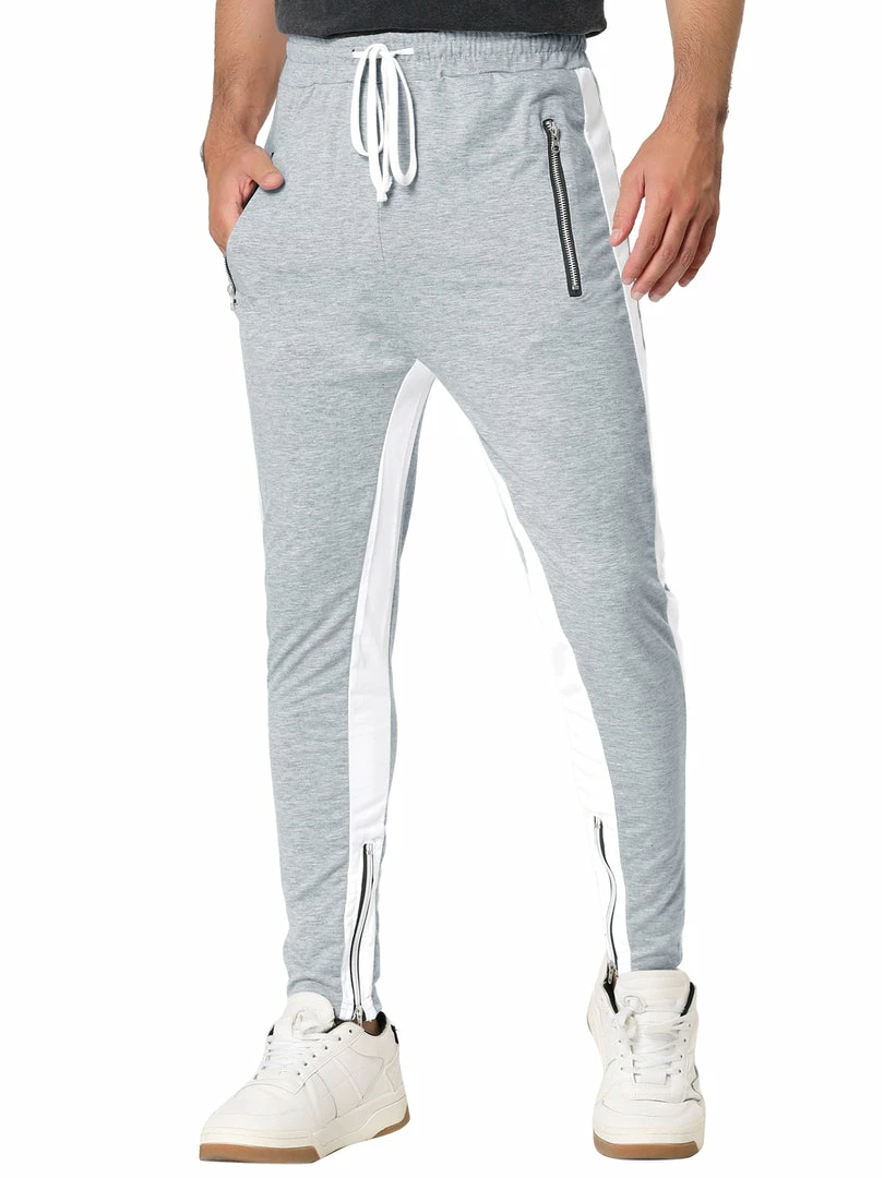Allegra K Men's Hip Hop Slim Fit Zipper Ankle Color Block Track Pants Athletic Jogger Sweatpants 10 Allegra K Men's Hip Hop Slim Fit Zipper Ankle Color Block Track Pants Athletic Jogger Sweatpants
