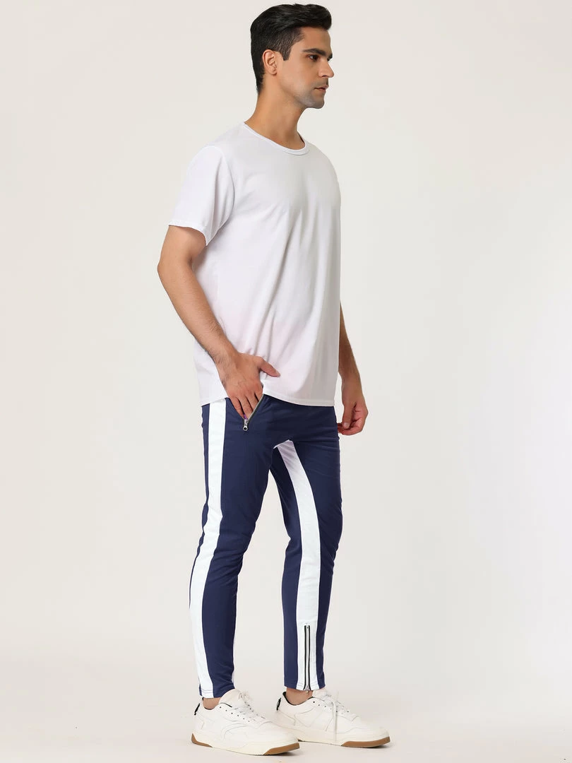 Allegra K Men's Hip Hop Slim Fit Zipper Ankle Color Block Track Pants Athletic Jogger Sweatpants 31 Allegra K Men's Hip Hop Slim Fit Zipper Ankle Color Block Track Pants Athletic Jogger Sweatpants