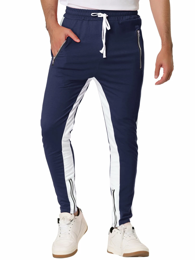 Allegra K Men's Hip Hop Slim Fit Zipper Ankle Color Block Track Pants Athletic Jogger Sweatpants 28 Allegra K Men's Hip Hop Slim Fit Zipper Ankle Color Block Track Pants Athletic Jogger Sweatpants