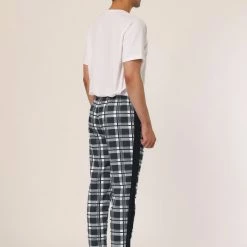 Allegra K Men's Hip Hop Slim Fit Plaid Track Pants Contrast Color Athletic Jogger Sweatpants