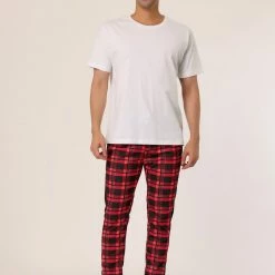 Allegra K Men's Hip Hop Slim Fit Plaid Track Pants Contrast Color Athletic Jogger Sweatpants