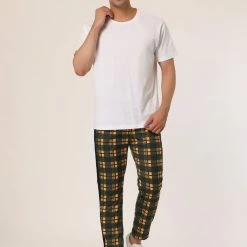 Allegra K Men's Hip Hop Slim Fit Plaid Track Pants Contrast Color Athletic Jogger Sweatpants