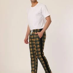 Allegra K Men's Hip Hop Slim Fit Plaid Track Pants Contrast Color Athletic Jogger Sweatpants