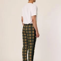 Allegra K Men's Hip Hop Slim Fit Plaid Track Pants Contrast Color Athletic Jogger Sweatpants