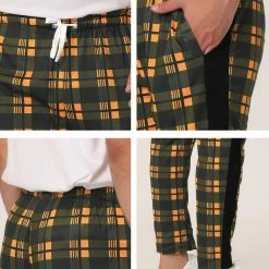 Allegra K Men's Hip Hop Slim Fit Plaid Track Pants Contrast Color Athletic Jogger Sweatpants