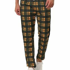 Allegra K Men's Hip Hop Slim Fit Plaid Track Pants Contrast Color Athletic Jogger Sweatpants