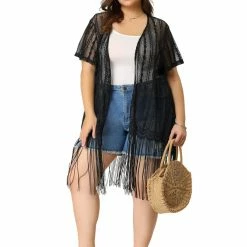 Allegra K Plus Size Cardigans For Women Lightweight Draped Open Front Lace Cardigan Shawls