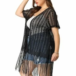 Allegra K Plus Size Cardigans For Women Lightweight Draped Open Front Lace Cardigan Shawls