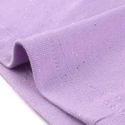 Allegra K Women's Puff Short Sleeve V Neck Glitter Bow Elegant Slim Fit Knit Crop Top