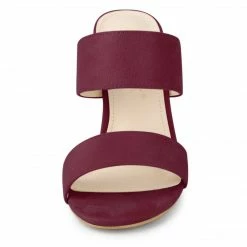 Allegra K Women's Opened Toe Block Heeled Slide Sandals Shoes