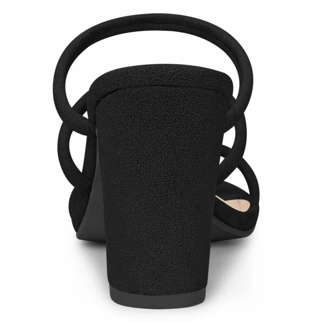 Allegra K Women's Drop Straps Chunky Heels Strappy Slide Sandals Shoes 12 Allegra K Women's Drop Straps Chunky Heels Strappy Slide Sandals Shoes