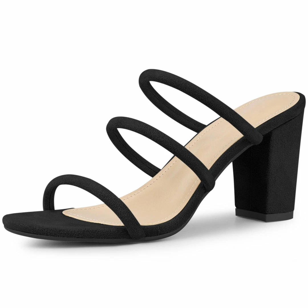 Allegra K Women's Drop Straps Chunky Heels Strappy Slide Sandals Shoes 10 Allegra K Women's Drop Straps Chunky Heels Strappy Slide Sandals Shoes