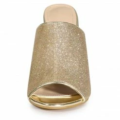 Allegra K Women's Glitter Slip On Chunky Heels Mule Sandals 17 Allegra K Women's Glitter Slip On Chunky Heels Mule Sandals