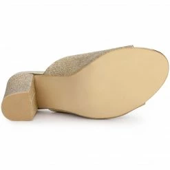 Allegra K Women's Glitter Slip On Chunky Heels Mule Sandals 20 Allegra K Women's Glitter Slip On Chunky Heels Mule Sandals