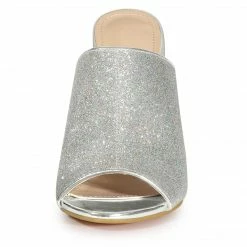 Allegra K Women's Glitter Slip On Chunky Heels Mule Sandals 23 Allegra K Women's Glitter Slip On Chunky Heels Mule Sandals