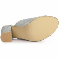 Allegra K Women's Glitter Slip On Chunky Heels Mule Sandals 26 Allegra K Women's Glitter Slip On Chunky Heels Mule Sandals