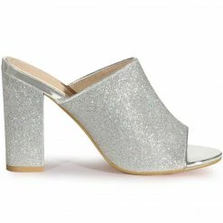 Allegra K Women's Glitter Slip On Chunky Heels Mule Sandals 27 Allegra K Women's Glitter Slip On Chunky Heels Mule Sandals
