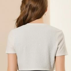 Allegra K Women's Cropped Cardigan Open Front Knitted Button Bolero Shrug