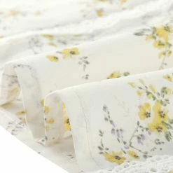 Allegra K Women's Floral Peter Pan Collar Lace Trim Ruffle Sleeve Blouse