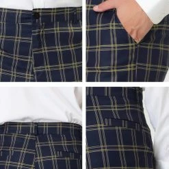 Allegra K Men's Plaid Dress Pants Slim Fit Classic Checked Business Trousers