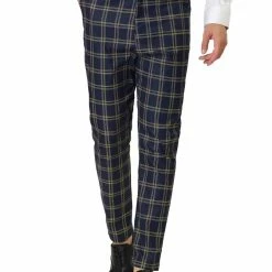 Allegra K Men's Plaid Dress Pants Slim Fit Classic Checked Business Trousers