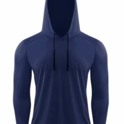 Allegra K Men's Hoodies Long Sleeves Shirt Solid Lightweight Workout Athletic Pullover