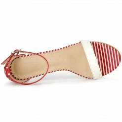 Allegra K Women's Stripe Ankle Strap Polka Dots Stiletto Heels Sandals