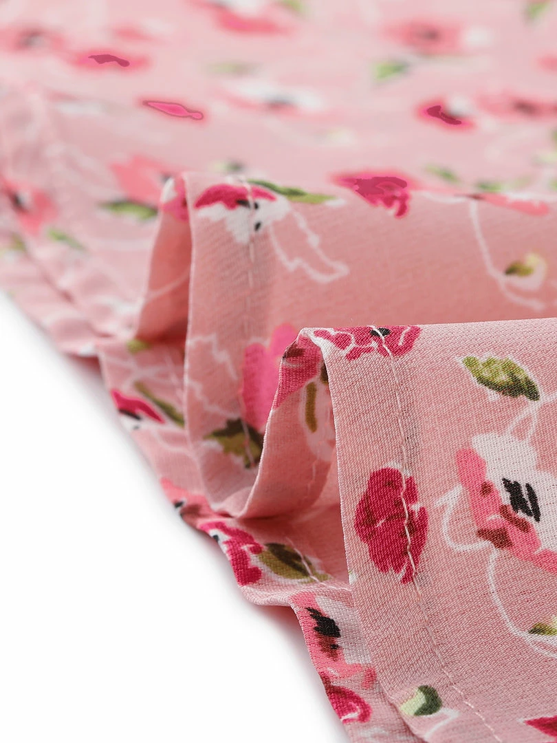 Allegra K Women's Floral Ruffle Neck Puff Short Sleeve Chiffon Valentine's Day Mini Dress 9 Allegra K Women's Floral Ruffle Neck Puff Short Sleeve Chiffon Valentine's Day Mini Dress