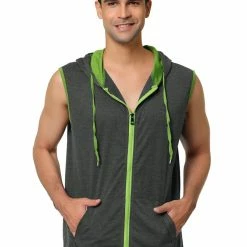 Allegra K Men's Hoodies Sleeveless Vest Slim Fit Lightweight Zipper Gym Tank Top