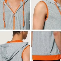 Allegra K Men's Hoodies Sleeveless Vest Slim Fit Lightweight Zipper Gym Tank Top