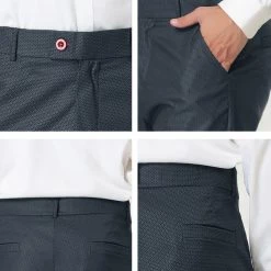 Allegra K Men's Dots Print Dress Pants Slim Fit Flat Front Formal Business Prom Trousers