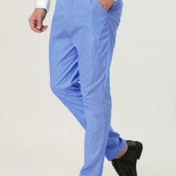 Allegra K Men's Dots Print Dress Pants Slim Fit Flat Front Formal Business Prom Trousers