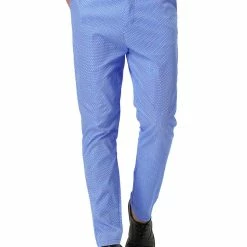 Allegra K Men's Dots Print Dress Pants Slim Fit Flat Front Formal Business Prom Trousers