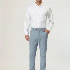 Allegra K Men's Dots Print Dress Pants Slim Fit Flat Front Formal Business Prom Trousers