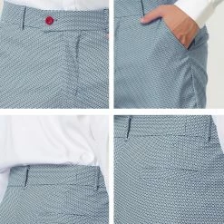 Allegra K Men's Dots Print Dress Pants Slim Fit Flat Front Formal Business Prom Trousers