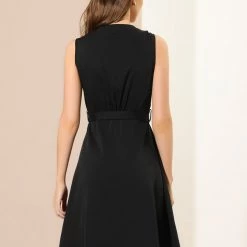 Allegra K Women's Sleeveless V Neck Summer Midi Button Front Dress 14 Allegra K Women's Sleeveless V Neck Summer Midi Button Front Dress